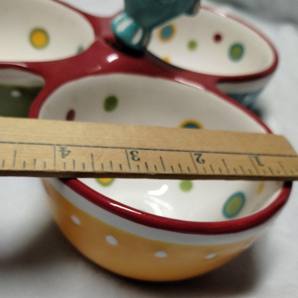 Home & Garden Party Stoneware 3 Section Condiment Server with Fish Spreader - Picture 10 of 12